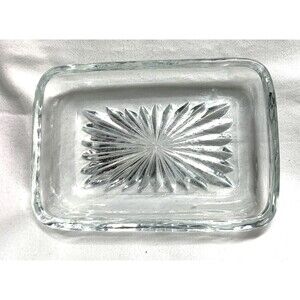 Vintage Star Pattern Miniature Crystal Trinket Soap Jewelry Change Dish 3.5"x3"